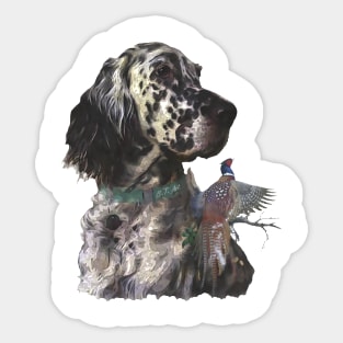 English Setter With Pheasants,  Art Sticker